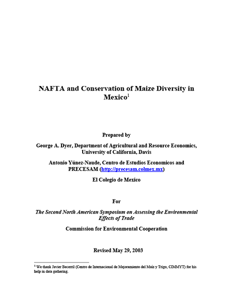 NAFTA and Conservation of Maize Diversity in Mexico