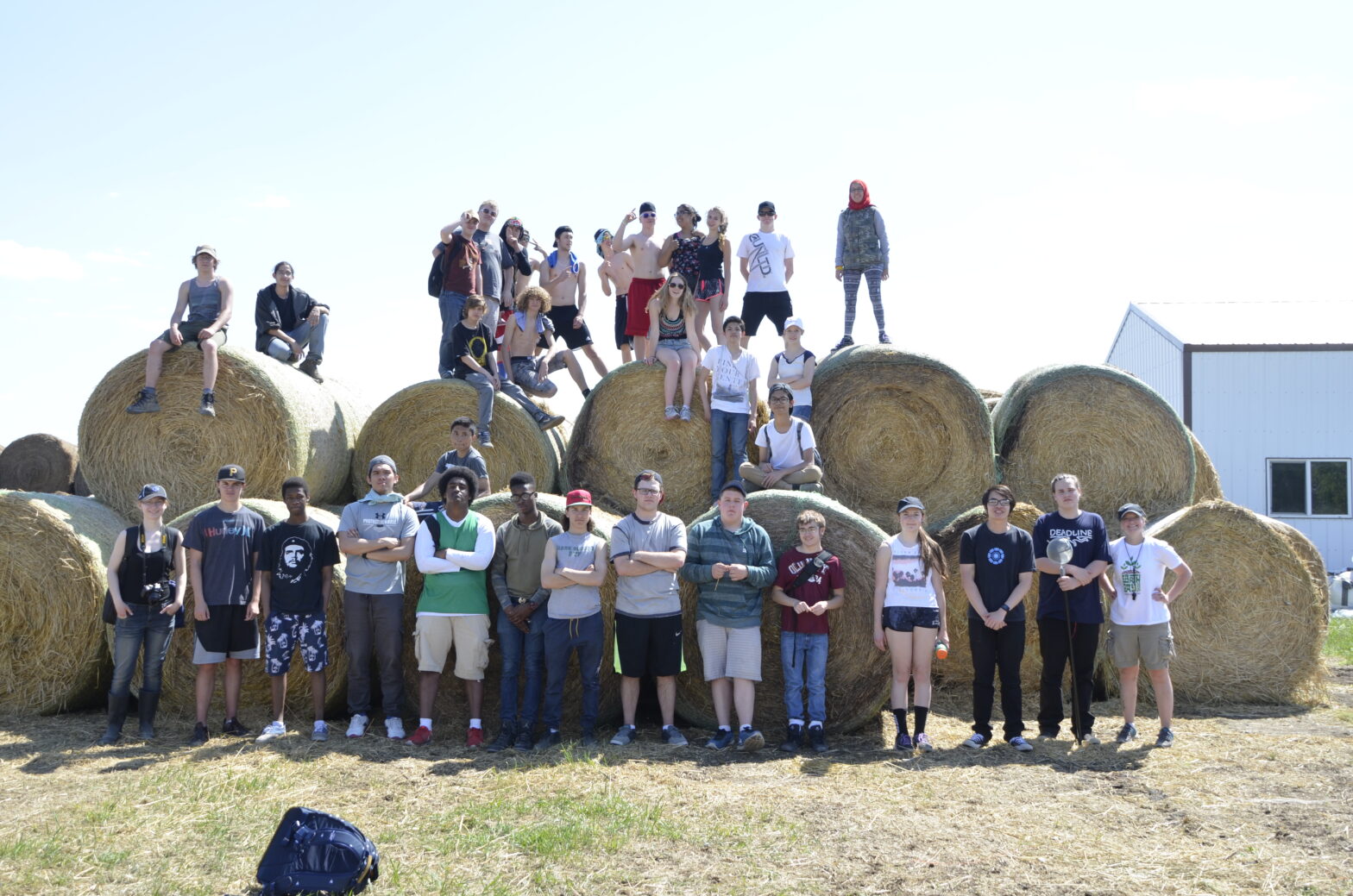 Group photo of youth at a ranch
