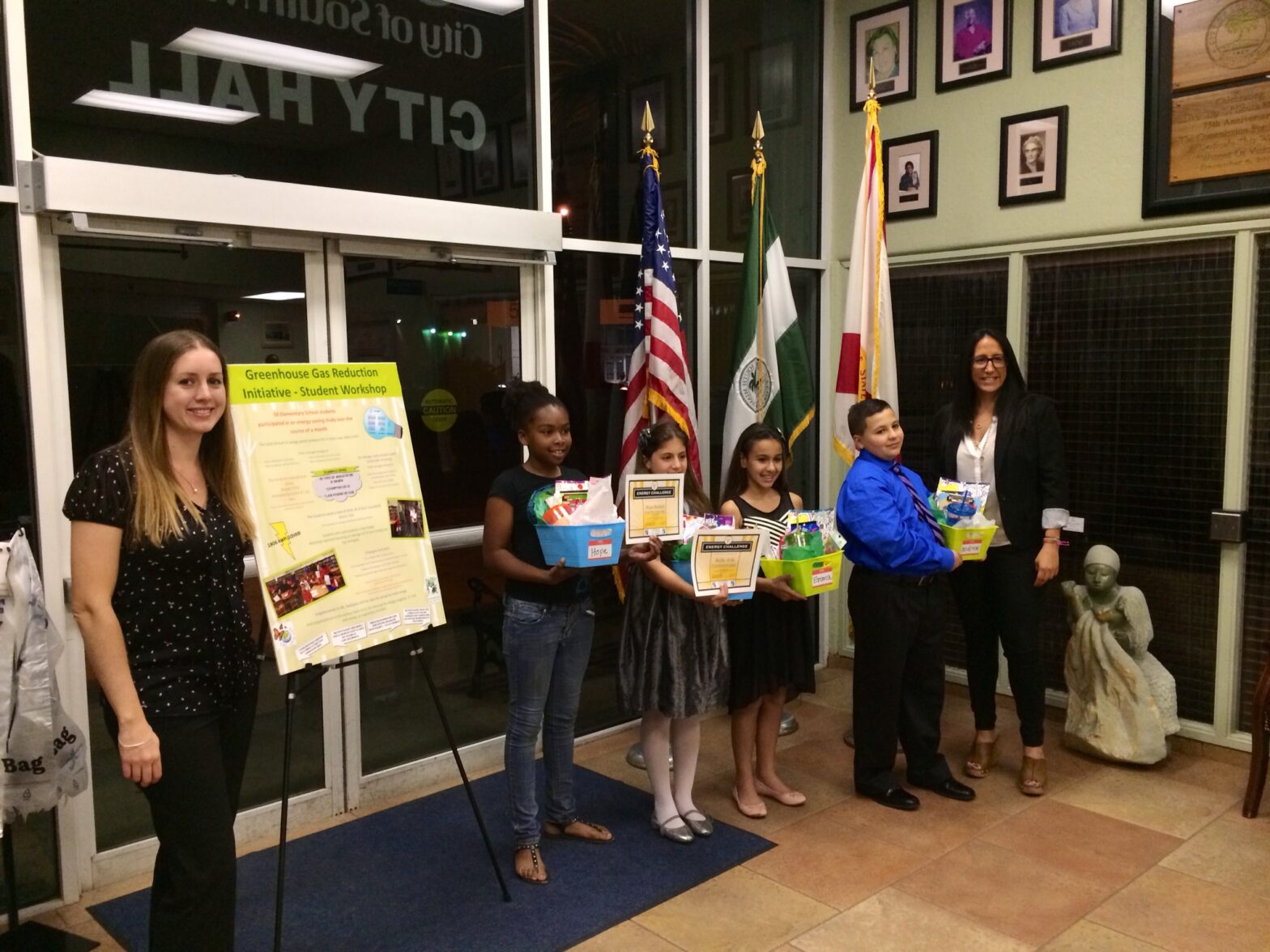 Group photo of students talking about GHG Emissions Reduction