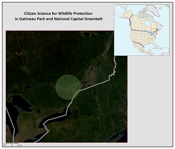 Satellite map for Gatineau Park and National Capital Greenbelt