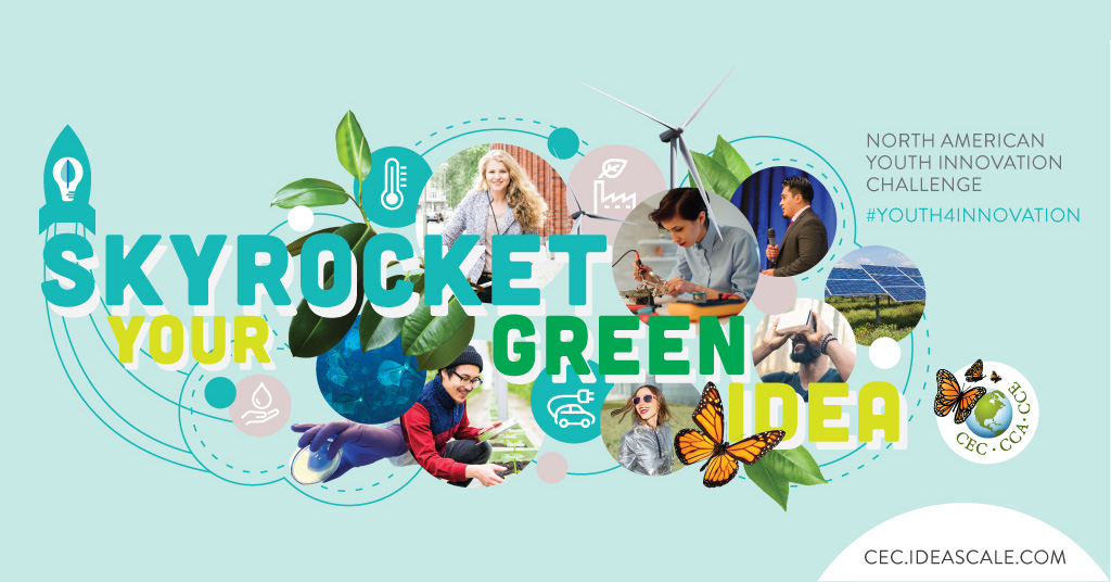 Skyrocket your green idea! Poster for the 2018 Youth Innovation Challenge - Skyrocket your green idea