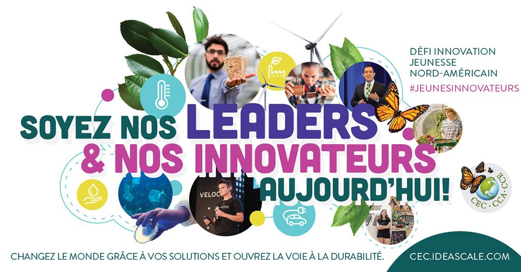 Soyez nos leaders et nos innovateurs aujourd’hui! Poster for the 2020 Youth Innovation Challenge