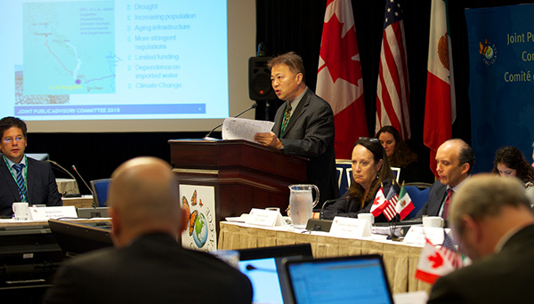 Speaker presenting findings before the Joint Public Advisory Committee