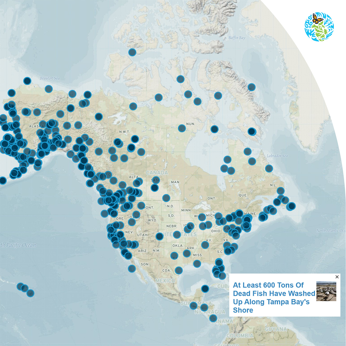 Map identifying climate change–related impacts