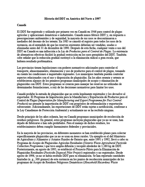 History of DDT in North America to 1997