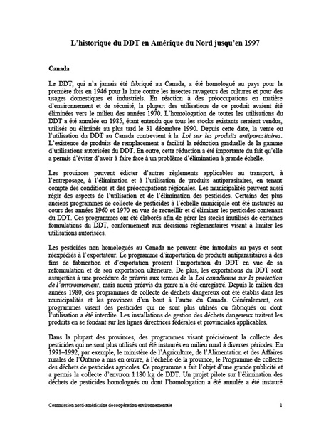History of DDT in North America to 1997