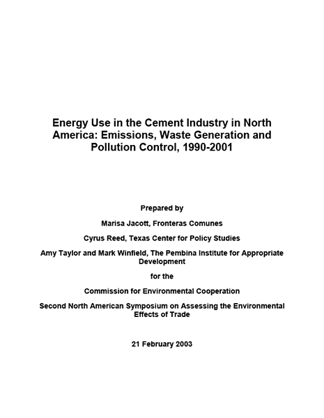 Energy Use in the Cement Industry in North America