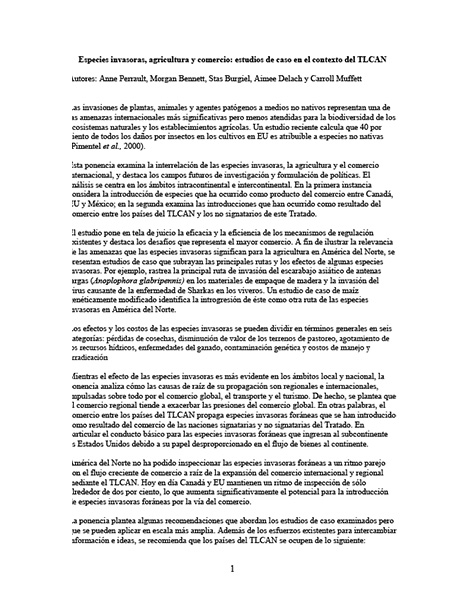 Invasive Species, Agriculture and Trade